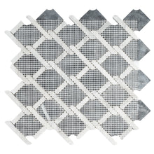 TNEAG-02 Interlock Link Tie Black and White Stone Mosaic Tile Sheet