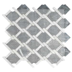 TNEAG-02 Interlock Link Tie Black and White Stone Mosaic Tile Sheet