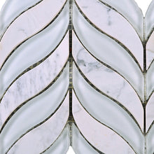 TNLG-02 Leaf Shape White Glass and White Marble Mosaic Backsplash Tile