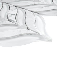 TNLG-02 Leaf Shape White Glass and White Marble Mosaic Backsplash Tile