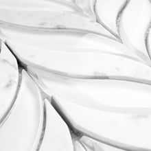 TNLG-02 Leaf Shape White Glass and White Marble Mosaic Backsplash Tile