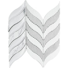 TNLG-02 Leaf Shape White Glass and White Marble Mosaic Backsplash Tile
