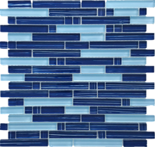 TNLQG-05B Brick Mix Blue Glass Mosaic Tile