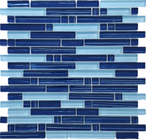 TNLQG-05B Brick Mix Blue Glass Mosaic Tile