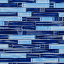 TNLQG-05 Brick Blue Stripe Glass Mosaic Tile