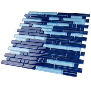 TNLQG-05 Brick Blue Stripe Glass Mosaic Tile