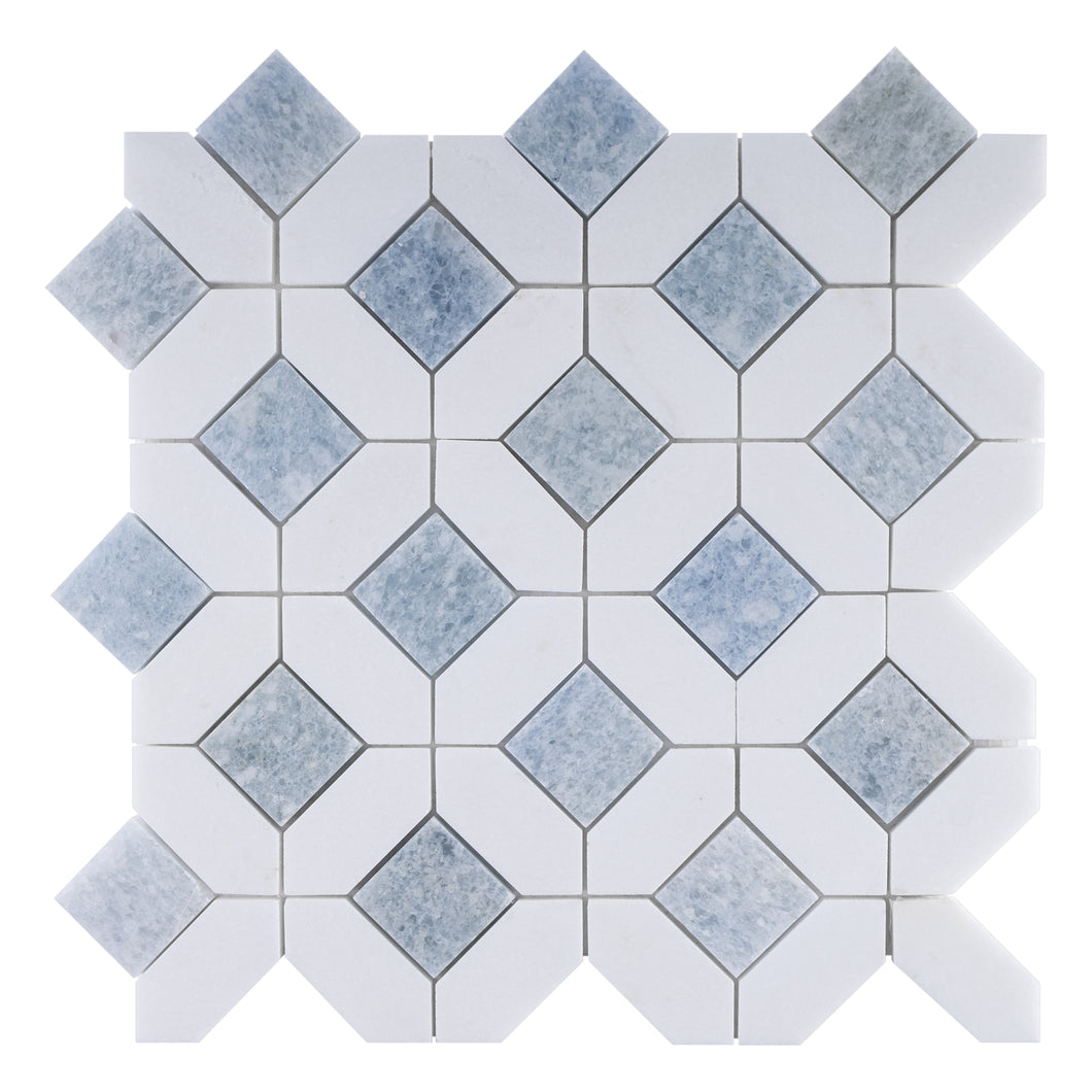 TNMSG-04 Natural Marble Series -Geometric Classic white marble mosaic tile backsplash