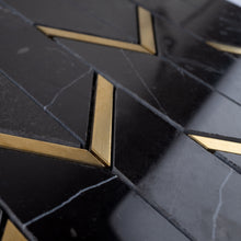 TNNGG-03 Triangle Arrow Chevron Black and Gold Polished Marble Mosaic Tile Backsplash