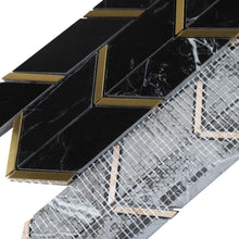 TNNGG-03 Triangle Arrow Chevron Black and Gold Polished Marble Mosaic Tile Backsplash