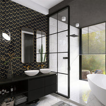 TNNGG-03 Triangle Arrow Chevron Black and Gold Polished Marble Mosaic Tile Backsplash