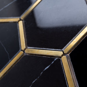 TNNGG-06 3" Honeycomb Hexagon Black and Gold Polished Marble Mosaic Tile Backsplash