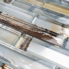 TOCSG-02 1x4 Swirl Brown Grey Glass Mosaic Tile Backsplash