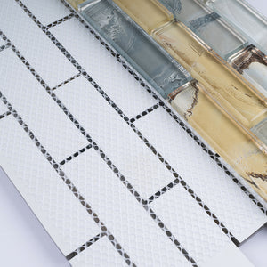 TOCSG-02 1x4 Swirl Brown Grey Glass Mosaic Tile Backsplash