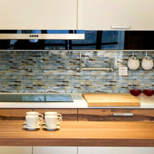 TOCSG-02 1x4 Swirl Brown Grey Glass Mosaic Tile Backsplash