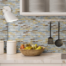 TOCSG-02 1x4 Swirl Brown Grey Glass Mosaic Tile Backsplash