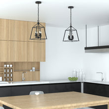 PL0002-4-01 - 4 Lights Geometric Square Pendant Lighting in black for kitchen island