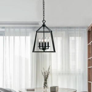 PL0002-4-01 - 4 Lights Geometric Square Pendant Lighting in black for kitchen island