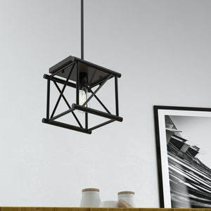 PL0003-1-01 1 Lights Single Square Pendant lighting for kitchen island in Black