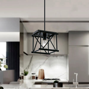 PL0003-1-01 1 Lights Single Square Pendant lighting for kitchen island in Black