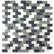 TPRNG-02 Small Brick Pearl Look Grey Glass Mosaic Tile Backsplash