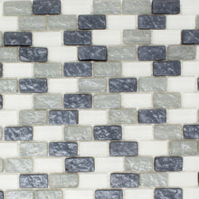 TPRNG-02 Small Brick Pearl Look Grey Glass Mosaic Tile Backsplash