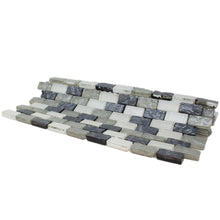 TPRNG-02 Small Brick Pearl Look Grey Glass Mosaic Tile Backsplash