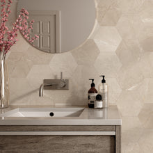 PU-BEH8B Pulpis Beige 7.7" x 8.9" Hexagon Porcelain Patterned Wall & Floor Tile