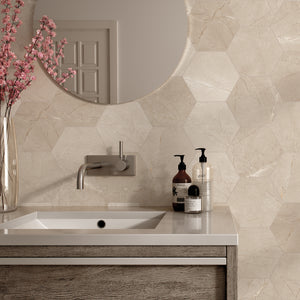 PU-BEH8B Pulpis Beige 8" x 9" Hexagon Porcelain Patterned Wall & Floor Tile