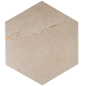 PU-BEH8B Pulpis Beige 7.7" x 8.9" Hexagon Porcelain Patterned Wall & Floor Tile