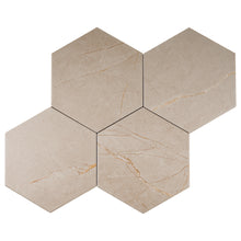 PU-BEH8B Pulpis Beige 7.7" x 8.9" Hexagon Porcelain Patterned Wall & Floor Tile