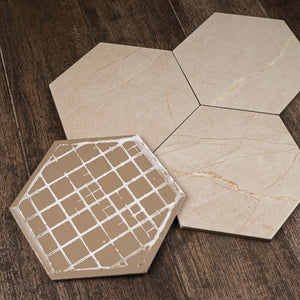 PU-BEH8B Pulpis Beige 7.7" x 8.9" Hexagon Porcelain Patterned Wall & Floor Tile