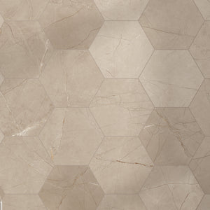 PU-BEH8B Pulpis Beige 7.7" x 8.9" Hexagon Porcelain Patterned Wall & Floor Tile