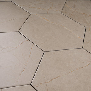 PU-BEH8B Pulpis Beige 7.7" x 8.9" Hexagon Porcelain Patterned Wall & Floor Tile