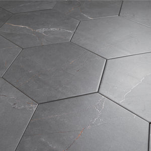 PU-DGH8 Pulpis Dark Gray 8" x 9" Hexagon Porcelain Patterned Wall & Floor Tile