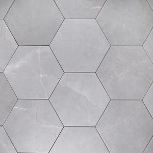 PU-GRH8B Pulpis Gray 8" x 9" Hexagon Porcelain Patterned Wall & Floor Tile