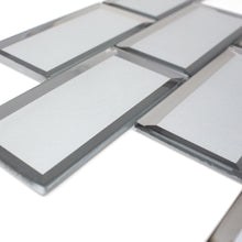 TRBMG-01 3x6 Silver Foil Paper Back Glass Subway Tile With Bevel Backsplash
