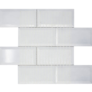 TRBMG-01 3x6 Silver Foil Paper Back Glass Subway Tile With Bevel Backsplash