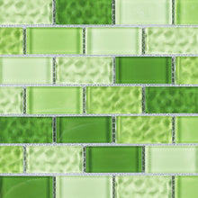 TRCEG-02 1x2 Brick Green Glass Mosaic Tile Sheet