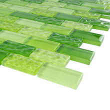 TRCEG-02 1x2 Brick Green Glass Mosaic Tile Sheet