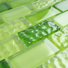 TRCEG-02 1x2 Brick Green Glass Mosaic Tile Sheet