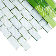 TRCEG-02 1x2 Brick Green Glass Mosaic Tile Sheet