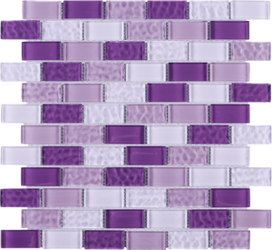 TRCEG-03 1x2 Brick Purple Glass Mosaic Tile Sheet