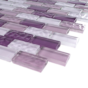 TRCEG-03 1x2 Brick Purple Glass Mosaic Tile Sheet