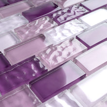 TRCEG-03 1x2 Brick Purple Glass Mosaic Tile Sheet
