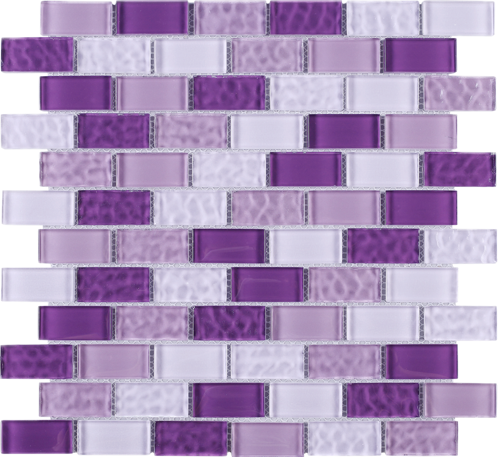 TRCEG-03 1x2 Brick Purple Glass Mosaic Tile Sheet