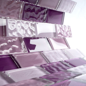 TRCEG-03 1x2 Brick Purple Glass Mosaic Tile Sheet