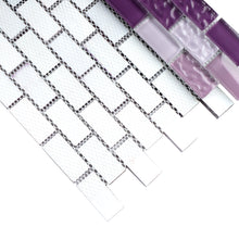 TRCEG-03 1x2 Brick Purple Glass Mosaic Tile Sheet