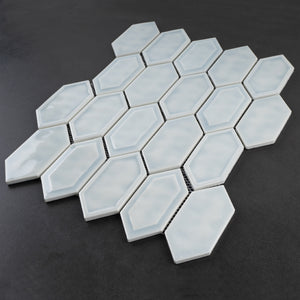 TRECCG-10 Bianca 2" x 4" Light Blue Recycle Glass Long Diamond Mosaic Tile