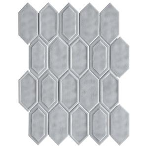 TRECCG-11 Bianca 2" x 4" Light Gray Recycle Glass Long Diamond Mosaic Tile