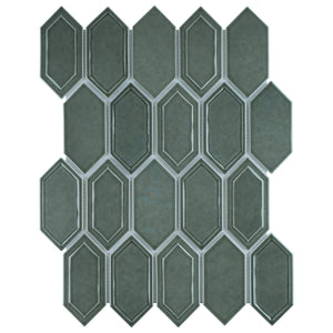 TRECCG-12 Bianca 2" x 4" Green Recycle Glass Long Diamond Mosaic Tile